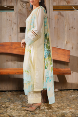 Chameli Studio Cream Blossom 3 Piece Unstitched Embroidered Cotton Lawn