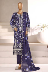 Signature By Sada Bahar Stitched 3 Piece Emb Khaddar Winter Suit-SK-533-Blue