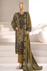 Signature By Sada Bahar Stitched 3 Piece Emb Khaddar Winter Suit-SK-534-Mehndi