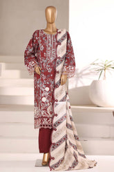 Signature By Sada Bahar Stitched 3 Piece Emb Khaddar Winter Suit-SK-535-Brown