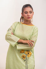 Silcot Stitched Summer Collection'2025-Alizeh Soft Green Paper Cotton Shirt