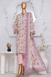 Bin Saeed Stitched 3 Piece Exclusive Printed Lawn Vol-02 Collection-SM-1441-Pink