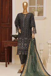 Bin Saeed Stitched 3 Piece Exclusive Emb Lawn Vol-02 Collection-SM-1581-Black