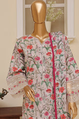 Eid Ke Rang By Bin Saeed Stitched 3 Piece Chikankari Lawn Suit-SM-1780-Grey