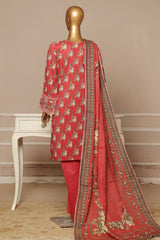 Eid Ke Rang By Bin Saeed Stitched 3 Piece Chikankari Lawn Suit-SM-1783-Red
