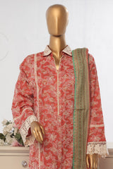 Eid Ke Rang By Bin Saeed Stitched 3 Piece Chikankari Lawn Suit-SM-1784-Pink