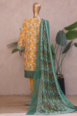 Ronaq E Eid By Bin Saeed Stitched 3 Piece Exc Emb Lawn Suit-SM-1879-Yellow