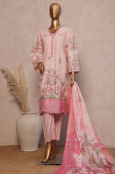 Ronaq E Eid By Bin Saeed Stitched 3 Piece Exc Emb Lawn Suit-SM-1882-Pink