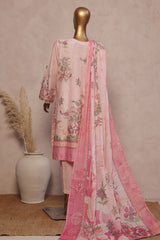 Ronaq E Eid By Bin Saeed Stitched 3 Piece Exc Emb Lawn Suit-SM-1882-Pink
