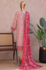 Ronaq E Eid By Bin Saeed Stitched 3 Piece Exc Emb Lawn Suit-SM-1883-Pink