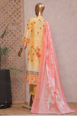 Ronaq E Eid By Bin Saeed Stitched 3 Piece Exc Emb Lawn Suit-SM-1884-Yellow