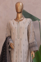 Ronaq E Eid By Bin Saeed Stitched 3 Piece Exc Emb Lawn Suit-SM-1887-Skin