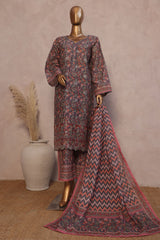 Ronaq E Eid By Bin Saeed Stitched 3 Piece Exc Emb Lawn Suit-SM-1888-Dark Grey