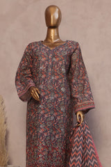 Ronaq E Eid By Bin Saeed Stitched 3 Piece Exc Emb Lawn Suit-SM-1888-Dark Grey