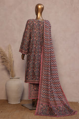 Ronaq E Eid By Bin Saeed Stitched 3 Piece Exc Emb Lawn Suit-SM-1888-Dark Grey