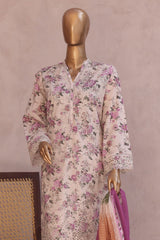 Ronaq E Eid By Bin Saeed Stitched 3 Piece Exc Emb Lawn Suit-SM-1890-Skin