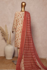 Ronaq E Eid By Bin Saeed Stitched 3 Piece Exc Emb Lawn Suit-SM-1891-Skin