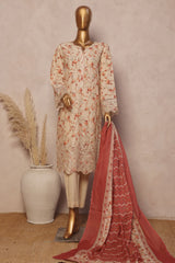 Ronaq E Eid By Bin Saeed Stitched 3 Piece Exc Emb Lawn Suit-SM-1891-Skin