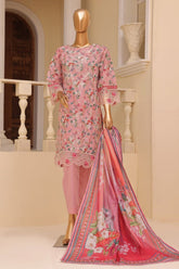 Bin Saeed Stitched 3 Piece Exclusive Emb Lawn Vol-05 Collection-SM-1944-Pink