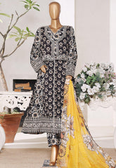 Bin Saeed Stitched 4 Piece Excusive Luxury Emb Frock Suit-SM-2565 BLACK