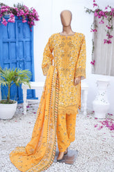 Bin Saeed Stitched 3 Piece Cutworkari Emb Lawn Vol-04 Suit-SM-756-Yellow