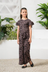 Sprinkles Stitched 1 Piece Summer Jumpsuit Kids Collection'2025-SafariChic - Purple Leopard Print Ruffle Trim Belted Jumpsuit