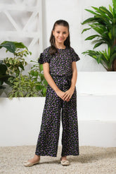 Sprinkles Stitched 1 Piece Summer Jumpsuit Kids Collection'2025-Mystic Garden Allover Floral Print Ruffle Trim Belted Jumpsuit