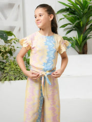 Sprinkles Stitched 1 Piece Summer Jumpsuit Kids Collection'2025-Cosmic Candy Tie-Dye Ruffle Trim Belted Jumpsuit