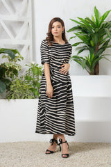 Sprinkles Stitched 1 Piece Summer Shirts Women Collection'2025-Safari Statement Allover Print Tunic Dress