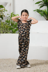 Sprinkles Stitched 1 Piece Summer Jumpsuit Kids Collection'2025-Black Ember Floral Wide Leg Jumpsuit