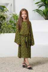 Sprinkles Stitched 1 Piece Summer Shirts Kids Collection'2025-Green Floral Allover Floral Print Tunic Dress