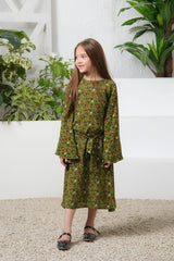 Sprinkles Stitched 1 Piece Summer Shirts Kids Collection'2025-Green Floral Allover Floral Print Tunic Dress
