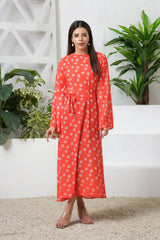 Sprinkles Stitched 1 Piece Summer Shirts Women Collection'2025-Orange Blossom Match Allover Floral Print Tunic Dress