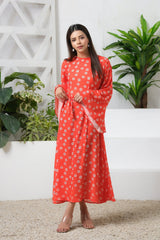 Sprinkles Stitched 1 Piece Summer Shirts Women Collection'2025-Orange Blossom Match Allover Floral Print Tunic Dress