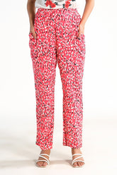 Sprinkles Stitched 1 Piece Summer Bottoms Women Collection'2025-Red Floral Straight Pant