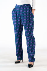 Sprinkles Stitched 1 Piece Summer Bottoms Women Collection'2025-Indigo Gingham Straight Pant
