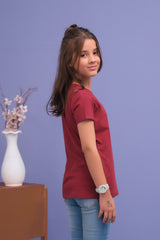 Sprinkles Stitched 1 Piece Summer Shirts Kids Collection'2025-Basic Tee - Maroon