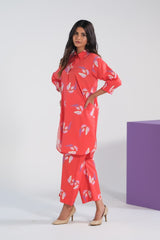 Sprinkles Stitched 2 Piece Summer Co Ord Sets Women Collection'2025-Bean Red Lavender - Cambric