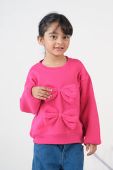 Sprinkles Stitched 1 Piece Winter Shirts Kids Collection'2025-Bow Charm Sweatshirt - Hot Pink