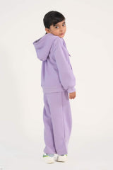 Sprinkles Stitched 2 Piece Winter Co Ord Sets Kids Collection'2025-Hoodie With Slit Open Flared Pants - Lilac