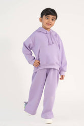 Sprinkles Stitched 2 Piece Winter Co Ord Sets Kids Collection'2025-Hoodie With Slit Open Flared Pants - Lilac