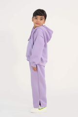 Sprinkles Stitched 2 Piece Winter Co Ord Sets Kids Collection'2025-Hoodie With Slit Open Flared Pants - Lilac