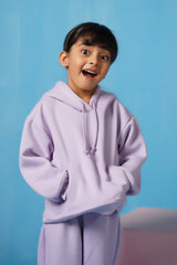 Sprinkles Stitched 2 Piece Winter Co Ord Sets Kids Collection'2025-Hoodie With Slit Open Flared Pants - Lilac