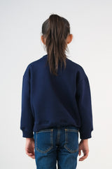 Sprinkles Stitched 2 Piece Winter Co Ord Sets Kids Collection'2025-Sweatshirt With Flap - Navy Blue