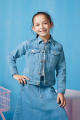 Sprinkles Stitched 1 Piece Winter Shirts Kids Collection'2025-Jacket - Light Wash