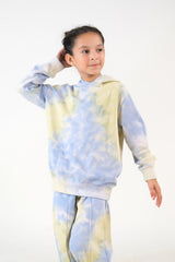 Sprinkles Stitched 2 Piece Winter Co Ord Sets Kids Collection'2025-Tie Dye Hoodie With Jogger Pants - Sky Green