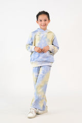 Sprinkles Stitched 2 Piece Winter Co Ord Sets Kids Collection'2025-Tie Dye Hoodie With Jogger Pants - Sky Green