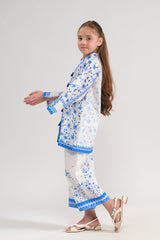 Sprinkles Stitched 2 Piece Summer Co Ord Sets Kids Collection'2025-Blue Blossom - 2pcs