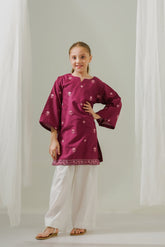 Sprinkles Stitched 1 Piece Summer Shirts Kids Collection'2025-Floral Magenta Muse - 1pc - Embroidered