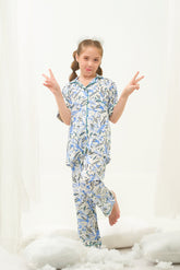 Sprinkles Stitched 2 Piece Winter Night Suit Kids Collection'2025-Bluegrass Blossom - Night Suit - 2pcs